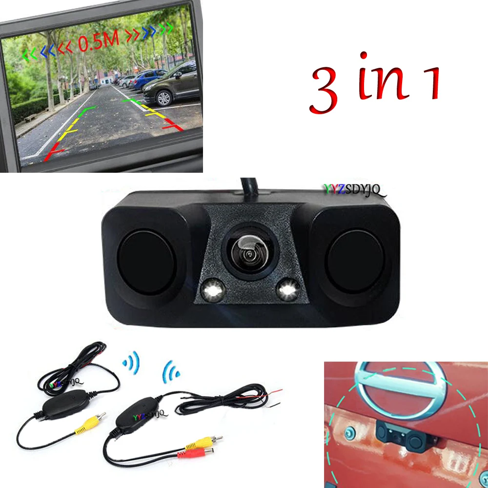 Wireless 3in1 Styling Reversing Radar Car Parking Sensors RearView Backup Wide angle camera night vision
Wireless 3in1 Styling Reversing Radar Car Parking Sensors RearView Backup Wide angle camera night vision