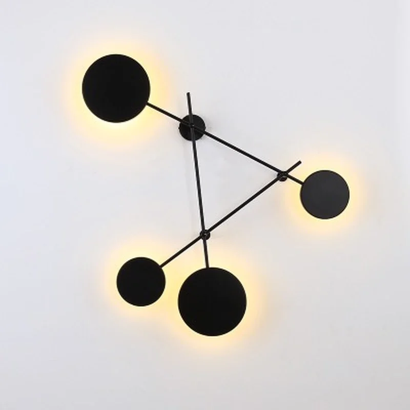 

Modern Nordic Round Wall Lamps Bedroom Bedside Lamp Led Wall Sconce Light Fixtures Black Iron Luminaire Indoor Loft Home Decor