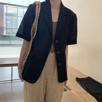 Spring Autumn Women Korea Casual Office Loose Blazer Solid Notched Neck Plus Size Blazer Coat Cotton Short Sleeve Blazer
Spring Autumn Women Korea Casual Office Loose Blazer Solid Notched Neck Plus Size Blazer Coat Cotton Short Sleeve Blazer