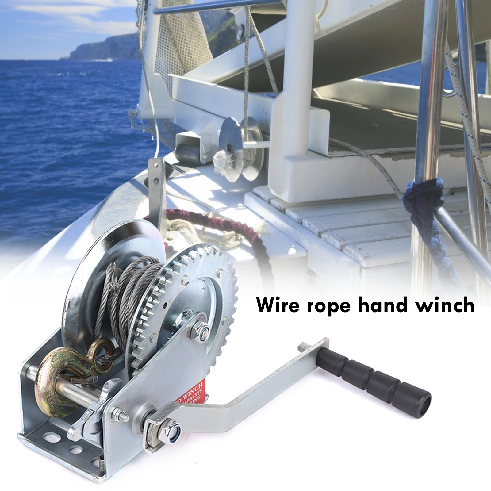 

Mini Hand Winch Durable Practical Manual Winch Tool Equipment Wire Rope High Quality Hand Winch 800LBS