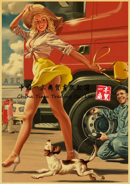 

Автомобильные аксессуары, наклейка Второй мировой войны, сексуальная девушка, Ретро плакат, классический принт, холст, живопись, гостиная, украшение для дома