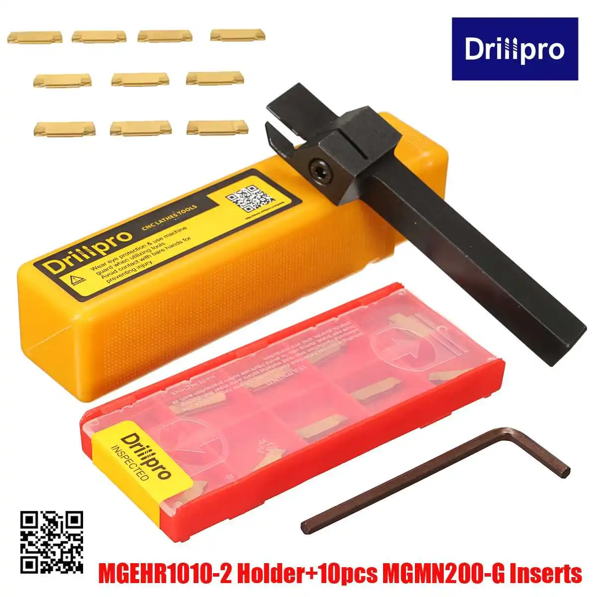 MGEHR1010-2 1pcs Grooving Tool Holder and 10pcs blade MGMN200-G grooving inserts CNC Lathe cutter for Turning Tool