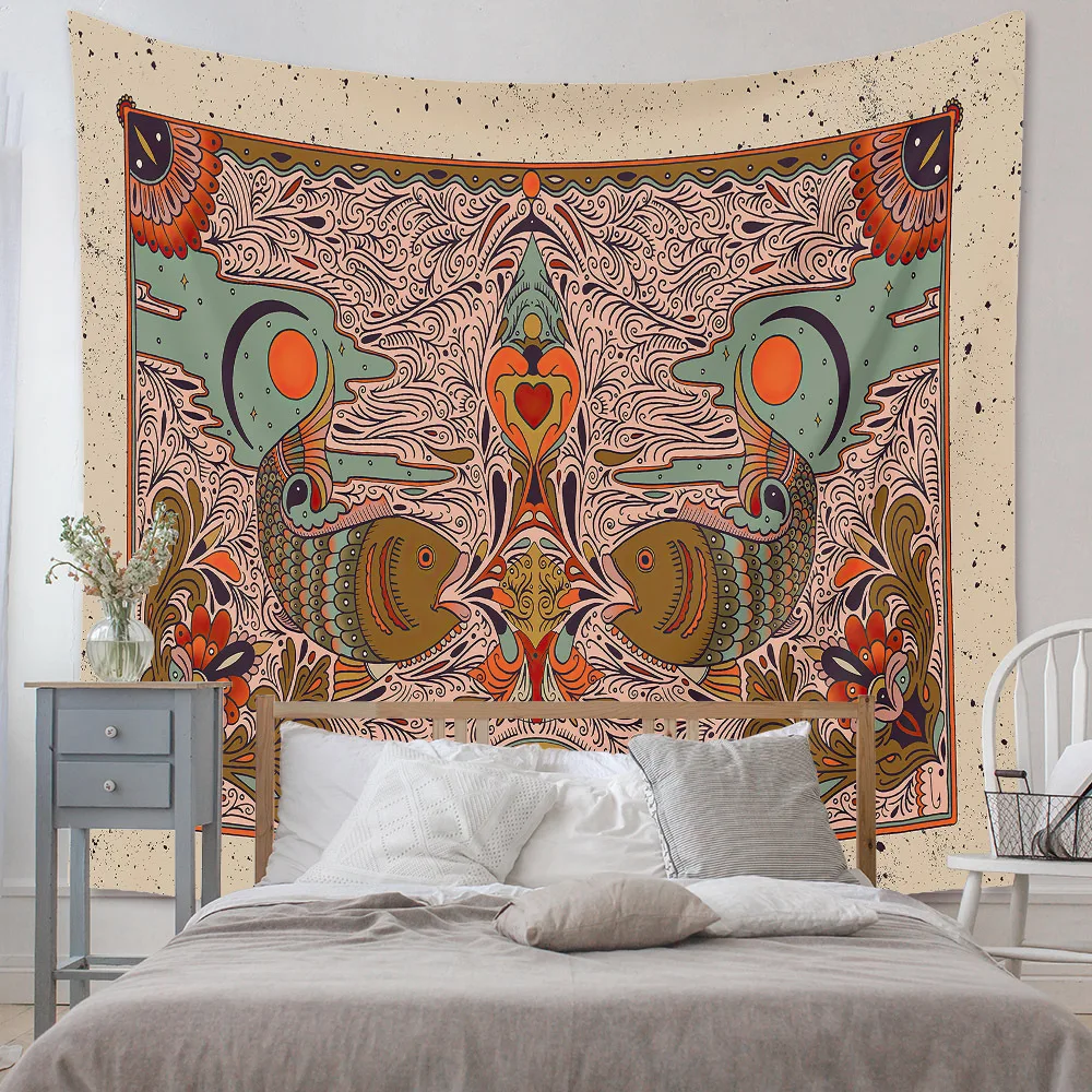 Gobeliny Czeskie Trippy Wall w stylu Hippie z kwiatową Mandala, indie gobelin ścienny abstrakcyjny, dywan artystyczny, dekoracja w stylu Boho na sofę, jogi - Wianko - 102