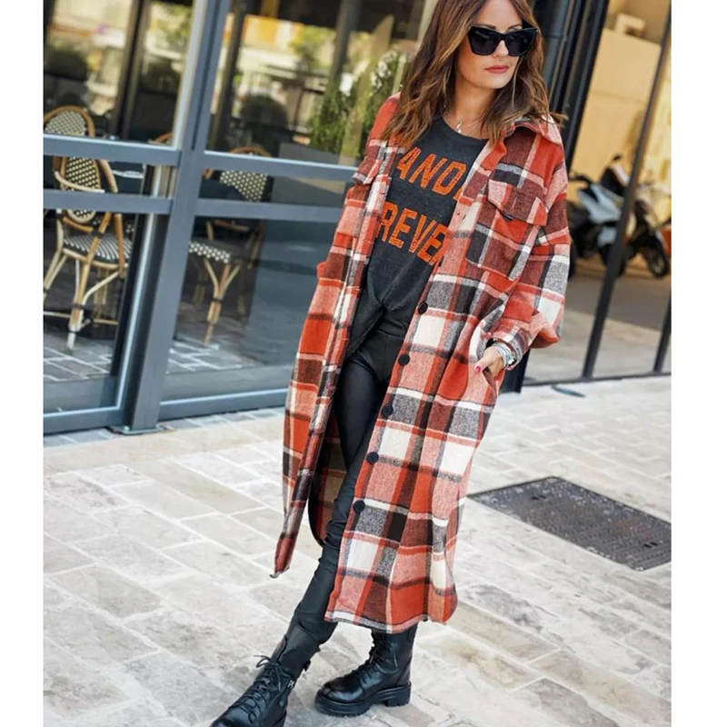 2021 Women Coat Autumn Vintage Plaid Print Long Sleeve Button Up Pocket Female Jacket Streetwear Ladies Spring Oversize Outwear
2021 Women Coat Autumn Vintage Plaid Print Long Sleeve Button Up Pocket Female Jacket Streetwear Ladies Spring Oversize Outwear