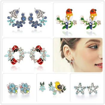 Fresh bird earrings wild personality enamel color glaze leaves flowers temperament earrings female party birthday gift
Fresh bird earrings wild personality enamel color glaze leaves flowers temperament earrings female party birthday gift
