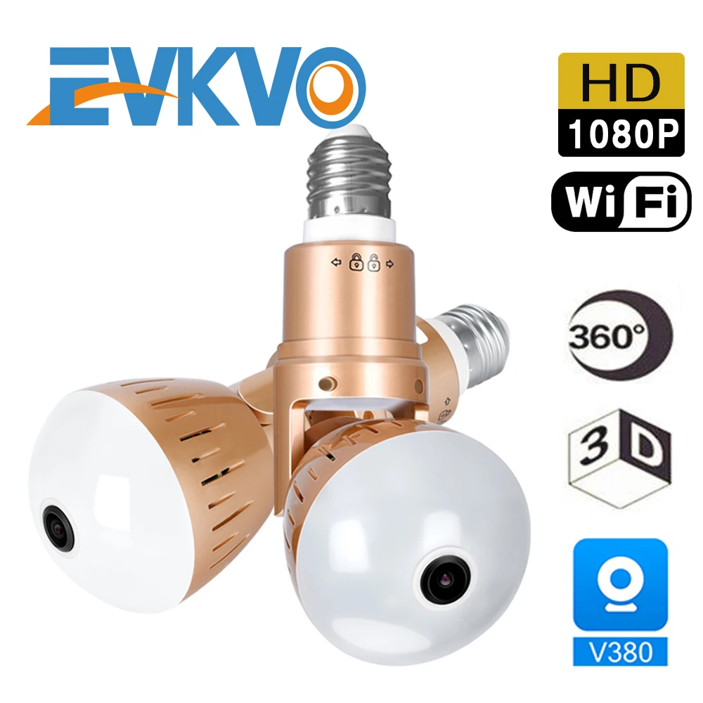 EVKVO Camera Bulb Lamp Home Security Panoramic 1080P FishEye CCTV Infrared & White Light APP Control Wireless IP Camera P2P Cam
EVKVO Camera Bulb Lamp Home Security Panoramic 1080P FishEye CCTV Infrared & White Light APP Control Wireless IP Camera P2P Cam