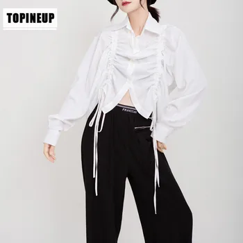 2020 New Design Popular Drawstring Pleated Loose Shirt Spring And Autumn Long-sleeved Shorts Solid Color Leisure Women Tops 
2020 New Design Popular Drawstring Pleated Loose Shirt Spring And Autumn Long-sleeved Shorts Solid Color Leisure Women Tops