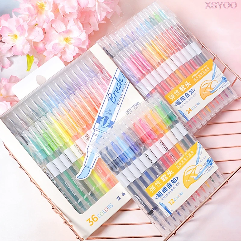 DS 6/12/24/36 Colors Brush Art Marker Drawing Pen Dual Fine Brush Tip Calligraphy Pen Water Based ink School Stationery
DS 6/12/24/36 Colors Brush Art Marker Drawing Pen Dual Fine Brush Tip Calligraphy Pen Water Based ink School Stationery