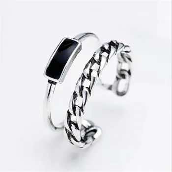 New Simple Retro Double Chain Style Drop Epoxy 925 Sterling Silver Jewelry Personality Rectangular Geometric Opening Rings SR564
New Simple Retro Double Chain Style Drop Epoxy 925 Sterling Silver Jewelry Personality Rectangular Geometric Opening Rings SR564