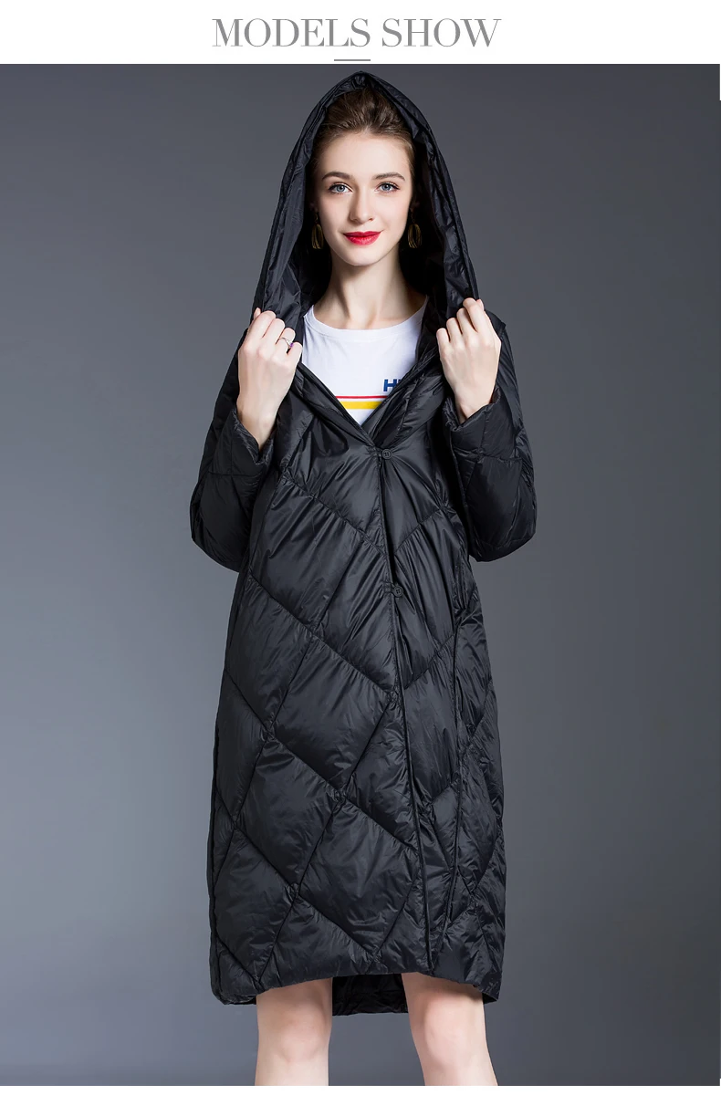 Womens Down Jacket for Women Winter 2020 Light Down Coats Long Warm Puffer Jacket Clothing Hooded Parka Female Loose outerwear