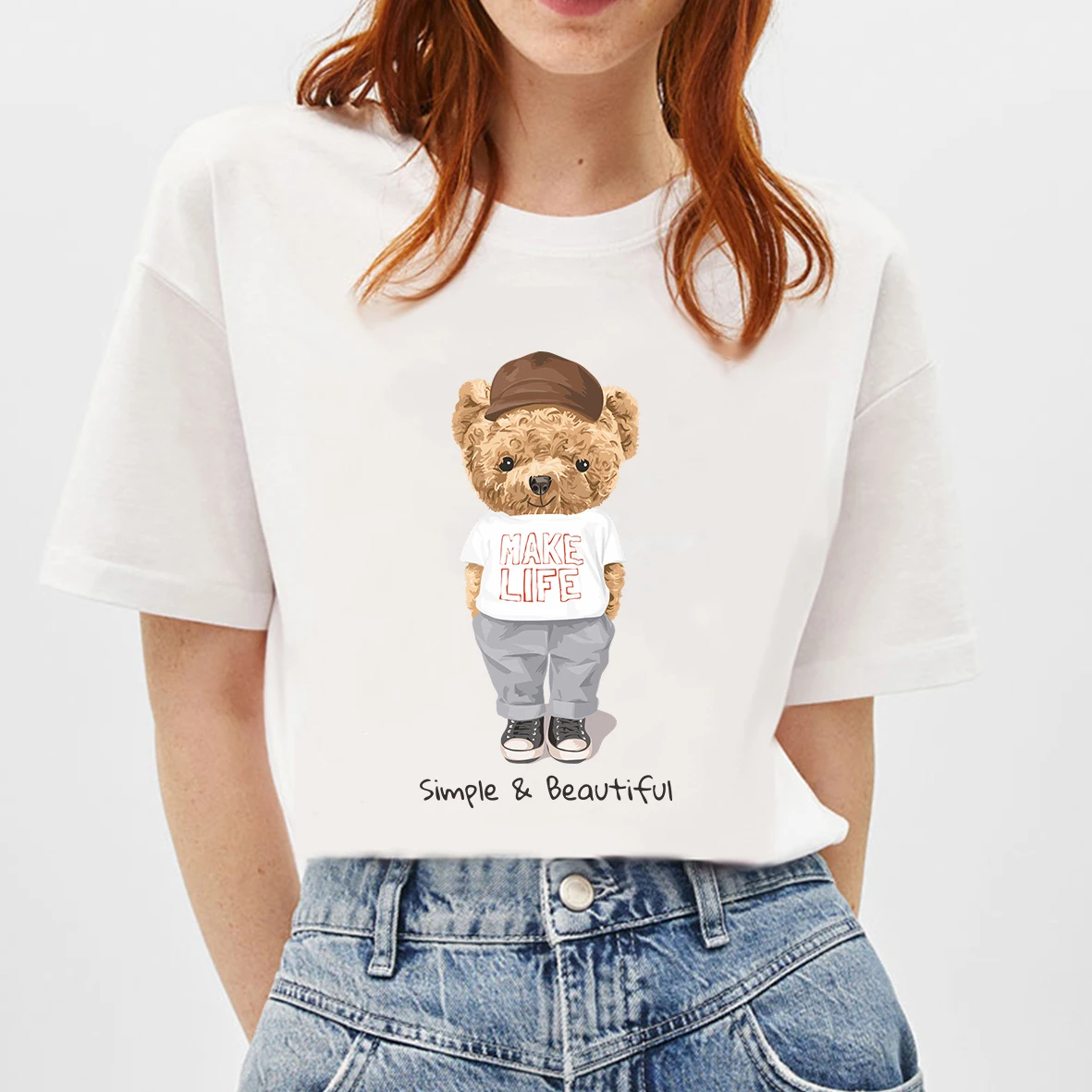 BLINGPAW Minimalist Graphics T-shirt Make Life Simple & Beautiful Teddy Bear Short-sleeved Tops Tees O-Neck Casual 100% Cotton
BLINGPAW Minimalist Graphics T-shirt Make Life Simple & Beautiful Teddy Bear Short-sleeved Tops Tees O-Neck Casual 100% Cotton
