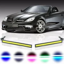 Araba Styling 1 adet Ultra parlak LED gündüz farları 17cm su geçirmez oto araba DRL COB sürüş sis lambası için bmw kia(China)