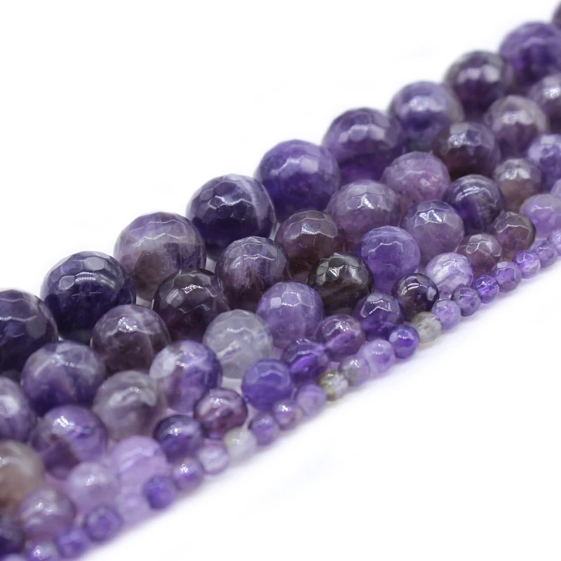 Wholesale Natural Stone Faceted Purple Amethysts Quartz Round Loose Beads 15" Strand 4 6 8 10 12MM For Jewelry Making
Wholesale Natural Stone Faceted Purple Amethysts Quartz Round Loose Beads 15" Strand 4 6 8 10 12MM For Jewelry Making
