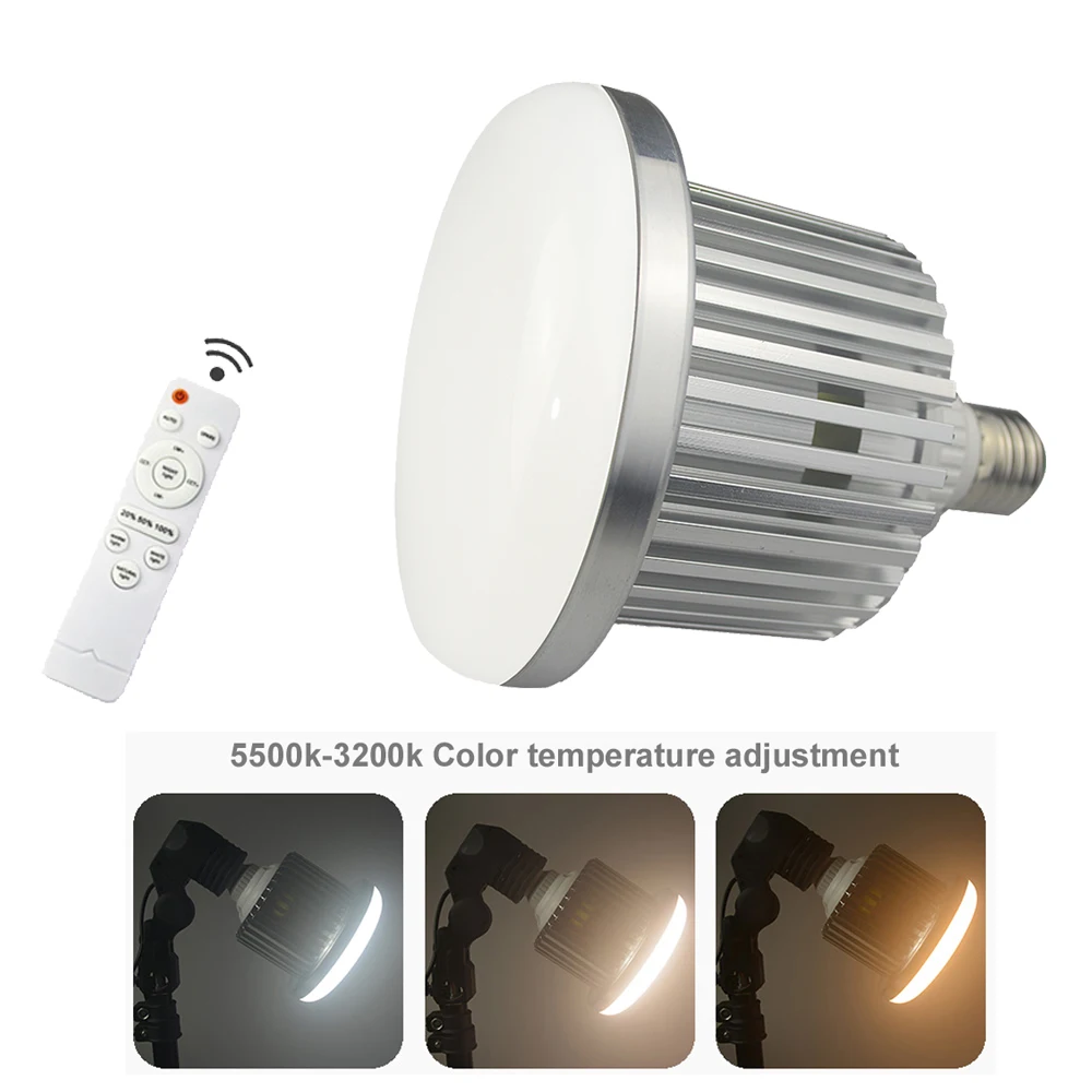 95W E27 Bulb LED Video Light Daylight Warm Lamp Bi-Color 3200K-5500K 220V + Remote Control for Camera Photo Studio Softbox
95W E27 Bulb LED Video Light Daylight Warm Lamp Bi-Color 3200K-5500K 220V + Remote Control for Camera Photo Studio Softbox