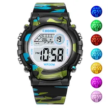 迷彩時計子供腕時計 Led デジタル腕時計子供ボーイズ Girs 学生時計防水スポーツギフト Relojes アーミーグリーン(China)
