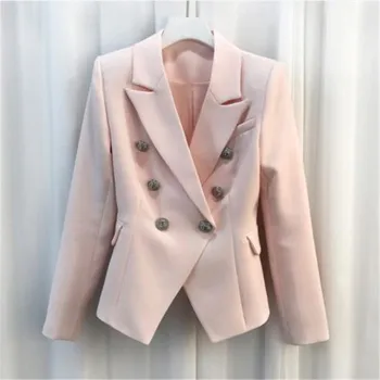 HIGH QUALITY New Fashion 2018 Baroque Designer Blazer Jacket Women's Silver Lion Buttons Double Breasted Blazer Outerwear
HIGH QUALITY New Fashion 2018 Baroque Designer Blazer Jacket Women's Silver Lion Buttons Double Breasted Blazer Outerwear