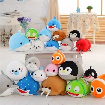 

20CM Cute Dolphin Seals Walruses Killer Whales Sharks Plush Ocean Alliance Children Dolls Foam Particles Toys stitch pusheen