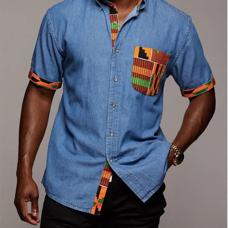 Factory Direct Sales European and American Hot Selling Men's Denim Shirts Color Matching Slim Men's Short-Sleeved Denim Shirt
Factory Direct Sales European and American Hot Selling Men's Denim Shirts Color Matching Slim Men's Short-Sleeved Denim Shirt