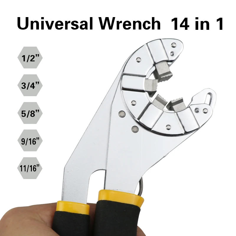 Torque Adjustable Spanner Tool Mini Wrench Open Car Repair Universal Multifunctional Wrench 14 in 1 1/4 5/16 3/8 7/16 1/2
Torque Adjustable Spanner Tool Mini Wrench Open Car Repair Universal Multifunctional Wrench 14 in 1 1/4 5/16 3/8 7/16 1/2