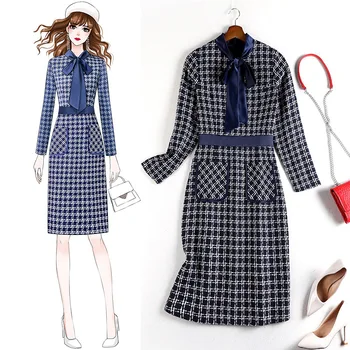 4XL 5XL women 2020 autumn winter plus size plaid tweed dresses OL long sleeve bow collar pockets patchwork knit dress Y765
4XL 5XL women 2020 autumn winter plus size plaid tweed dresses OL long sleeve bow collar pockets patchwork knit dress Y765