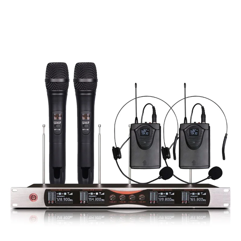 4-channel wireless microphone system, handheld microphone for small and large stage teaching headset microphone wireless
4-channel wireless microphone system, handheld microphone for small and large stage teaching headset microphone wireless