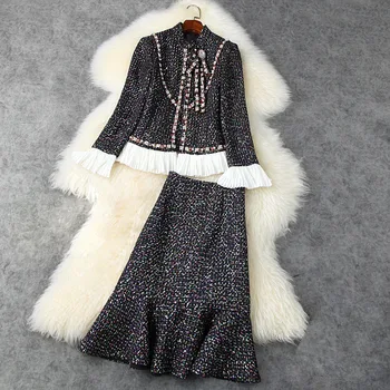 HIGH QUALITY Newest Fashion 2020 Runway Women's Stand Collar Petal Sleeve Ruffles Sequined Beading coat Half skirt Wool suit set
HIGH QUALITY Newest Fashion 2020 Runway Women's Stand Collar Petal Sleeve Ruffles Sequined Beading coat Half skirt Wool suit set
