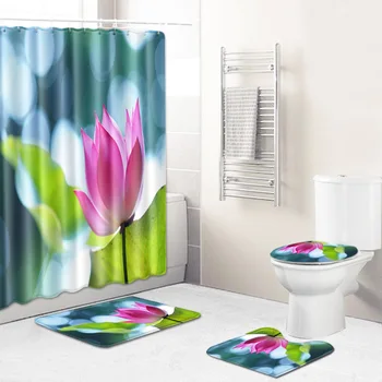 Floral 4 Piece Shower Curtain Set with Hooks Anti-slip Carpet Bathroom Mat 3D Bath Mat Machine Wash Toilet Mat Set Home Decor
Floral 4 Piece Shower Curtain Set with Hooks Anti-slip Carpet Bathroom Mat 3D Bath Mat Machine Wash Toilet Mat Set Home Decor