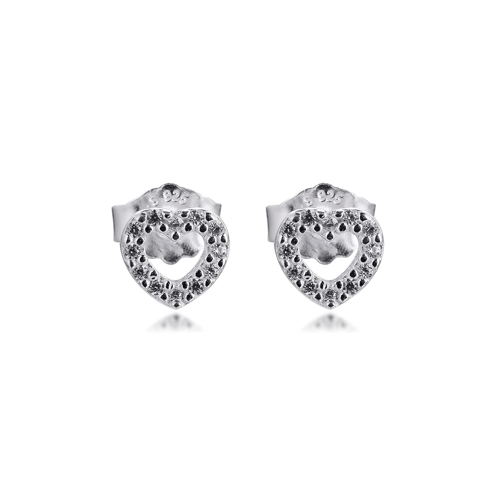 

Genuine 925 Sterling Silver Earrings for Women Hearts Stud Earrings Female Jewelry Party Gift berloques brincos Wholesale