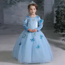 Платье принцессы Золушки Костюм с длинным рукавом для девочек