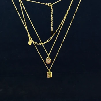 LONDANY Titanium steel necklace water drop square necklace inlaid rhinestone clavicle chain net red pendant popular fashion 
LONDANY Titanium steel necklace water drop square necklace inlaid rhinestone clavicle chain net red pendant popular fashion