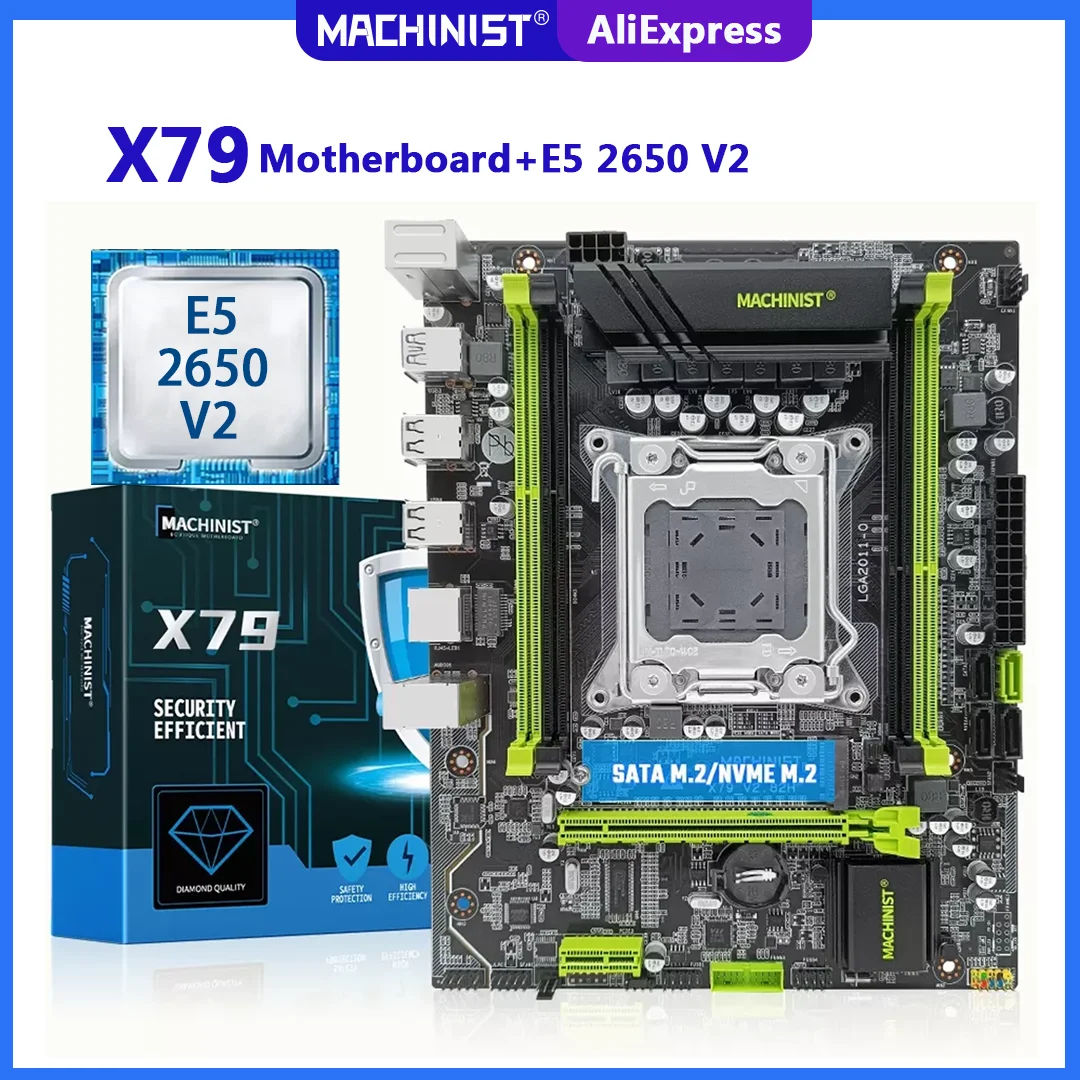 MACHINIST X79 Motherboard LGA 2011 Kit Set With Xeon E5 2650 V2 Processor CPU Surppot 16GB*4 DDR3 ECC RAM Four-Channel NVME M.2 |