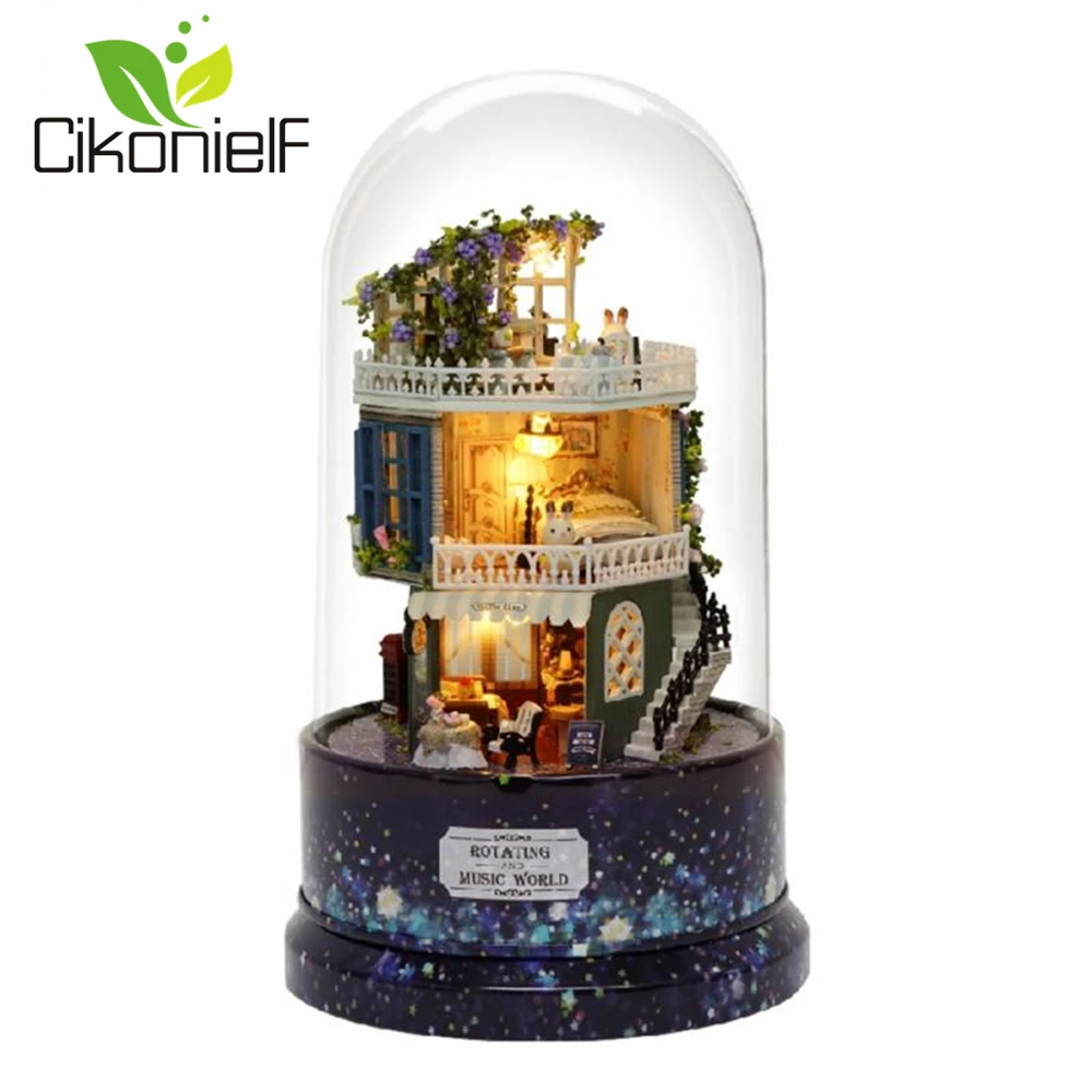 Cikonielf Creative DIY Dollhouse Dream House Miniature with Rotate Music Box Dust Cover LED Light Decorations
Cikonielf Creative DIY Dollhouse Dream House Miniature with Rotate Music Box Dust Cover LED Light Decorations