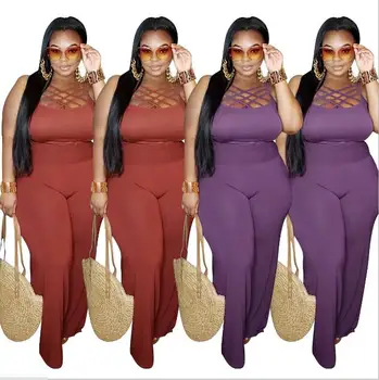 Solid color sling wrap chest open back sexy plus size jumpsuit European and American plus size women's clothing XL-4XL
Solid color sling wrap chest open back sexy plus size jumpsuit European and American plus size women's clothing XL-4XL