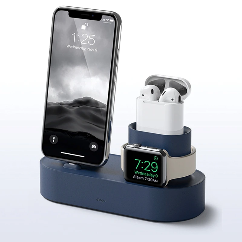 

3 in 1 Charging Dock Holder For iPhone X XR XS Max 8 7 6 Silicone Charger Stand for Apple Watch AirPods Charging Station Docking