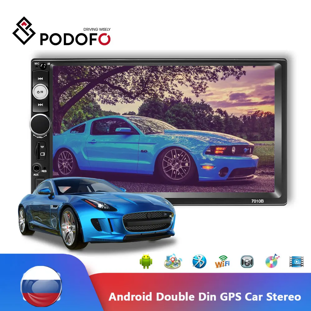 Podofo 2 Din автомобильный аудио 7 &quotHD сенсорный экран BT Авторадио MP5 плеер
