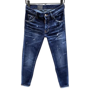 brand dsq Italian fashion elastic slim skirting jeans washed worn out with holes in paint fashionable men's pants
brand dsq Italian fashion elastic slim skirting jeans washed worn out with holes in paint fashionable men's pants