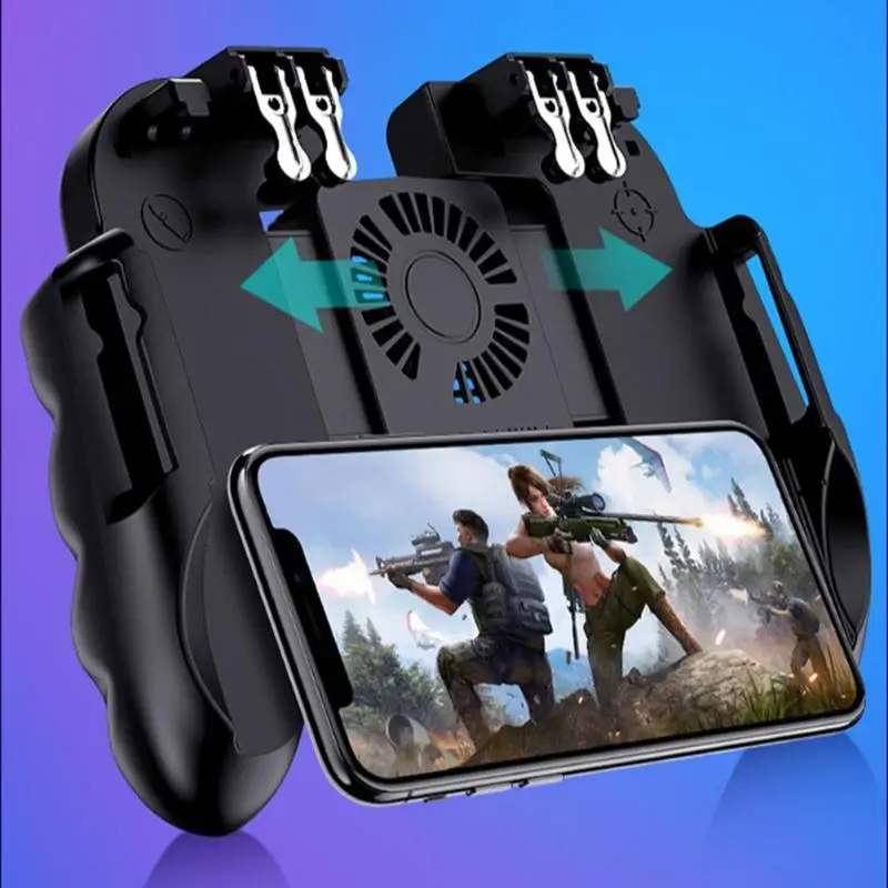 Finger PUBG Game Controller Gamepad Trigger Shooting Free Fire Cooling Fan Gamepad Joystick For IOS Android Mobile Phone
Finger PUBG Game Controller Gamepad Trigger Shooting Free Fire Cooling Fan Gamepad Joystick For IOS Android Mobile Phone