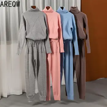 Autumn Winter Knitted Tracksuit Turtleneck Women Knitted Sets Two Piece Set Top and Pants Women 2 Piece Set Casual Suit Outfits
Autumn Winter Knitted Tracksuit Turtleneck Women Knitted Sets Two Piece Set Top and Pants Women 2 Piece Set Casual Suit Outfits