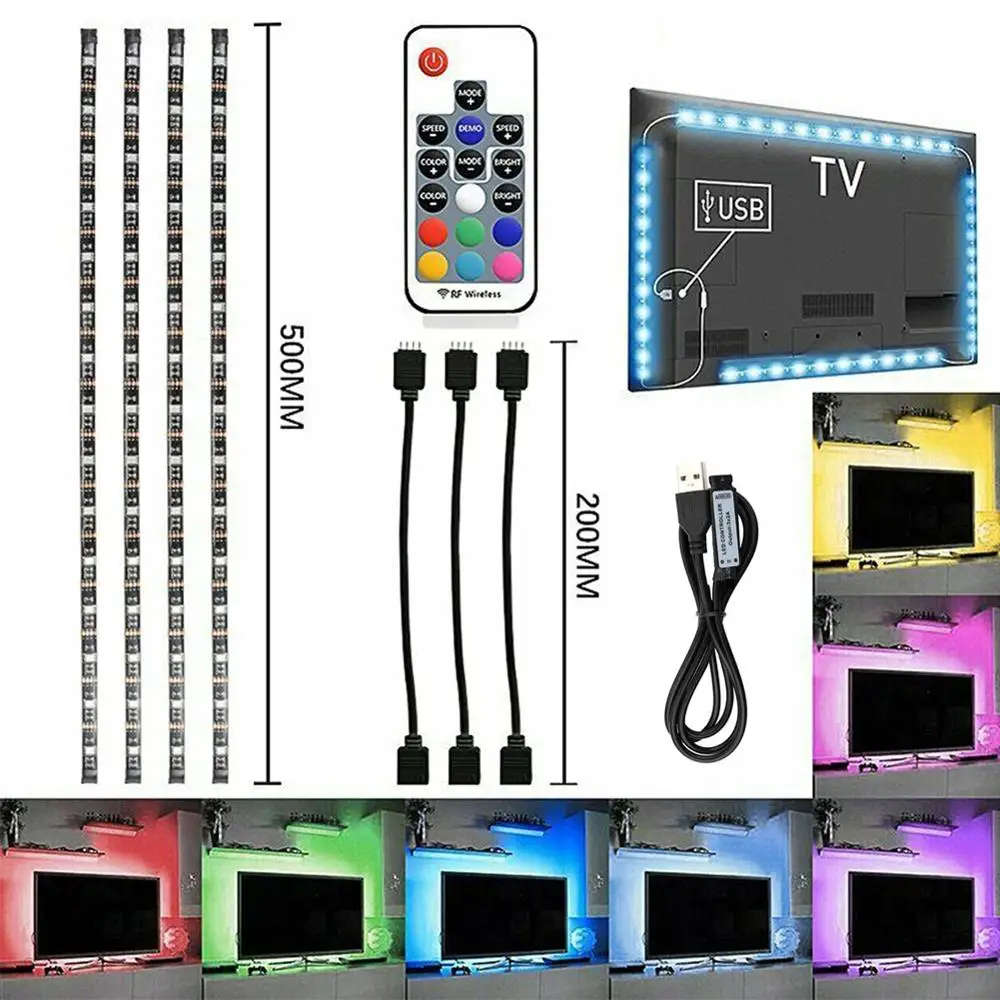 LED Light Strips Color Changing TV LED Backlight 5V RGB 20-Inch Light Strip with Remote Controller Home Decor
LED Light Strips Color Changing TV LED Backlight 5V RGB 20-Inch Light Strip with Remote Controller Home Decor