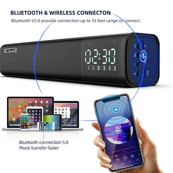 Wireless Bluetooth Speaker Support TF card AUX FM Radio Stereo with Digital Alarm Clock Bluetooth Sound Box Speakers Soundbar
Wireless Bluetooth Speaker Support TF card AUX FM Radio Stereo with Digital Alarm Clock Bluetooth Sound Box Speakers Soundbar