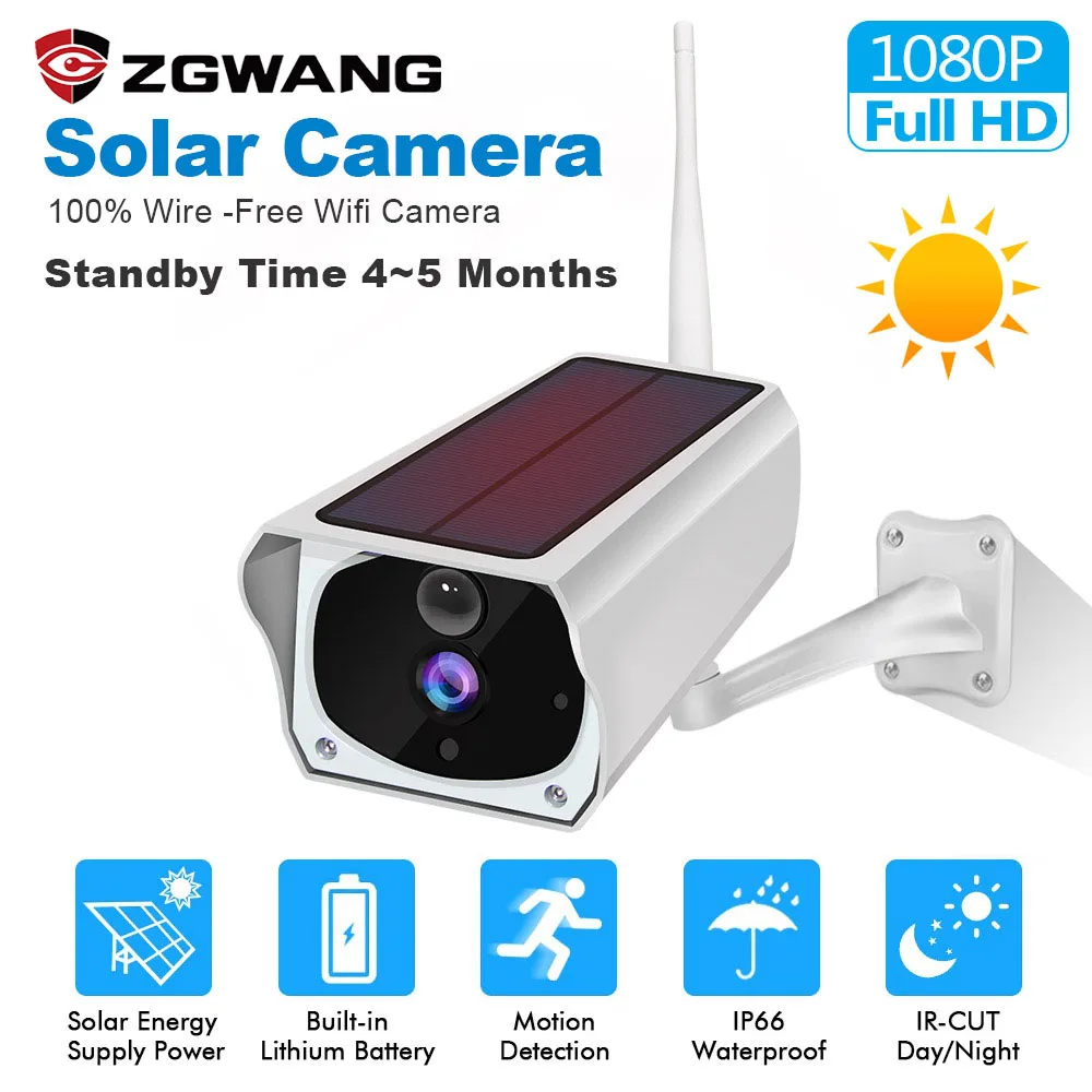 1080P Solar WiFi Camera Outdoor Bullet Surveillance Monitor Rechargerable Battery Wireless Security Camera PIR Motion Detection
1080P Solar WiFi Camera Outdoor Bullet Surveillance Monitor Rechargerable Battery Wireless Security Camera PIR Motion Detection