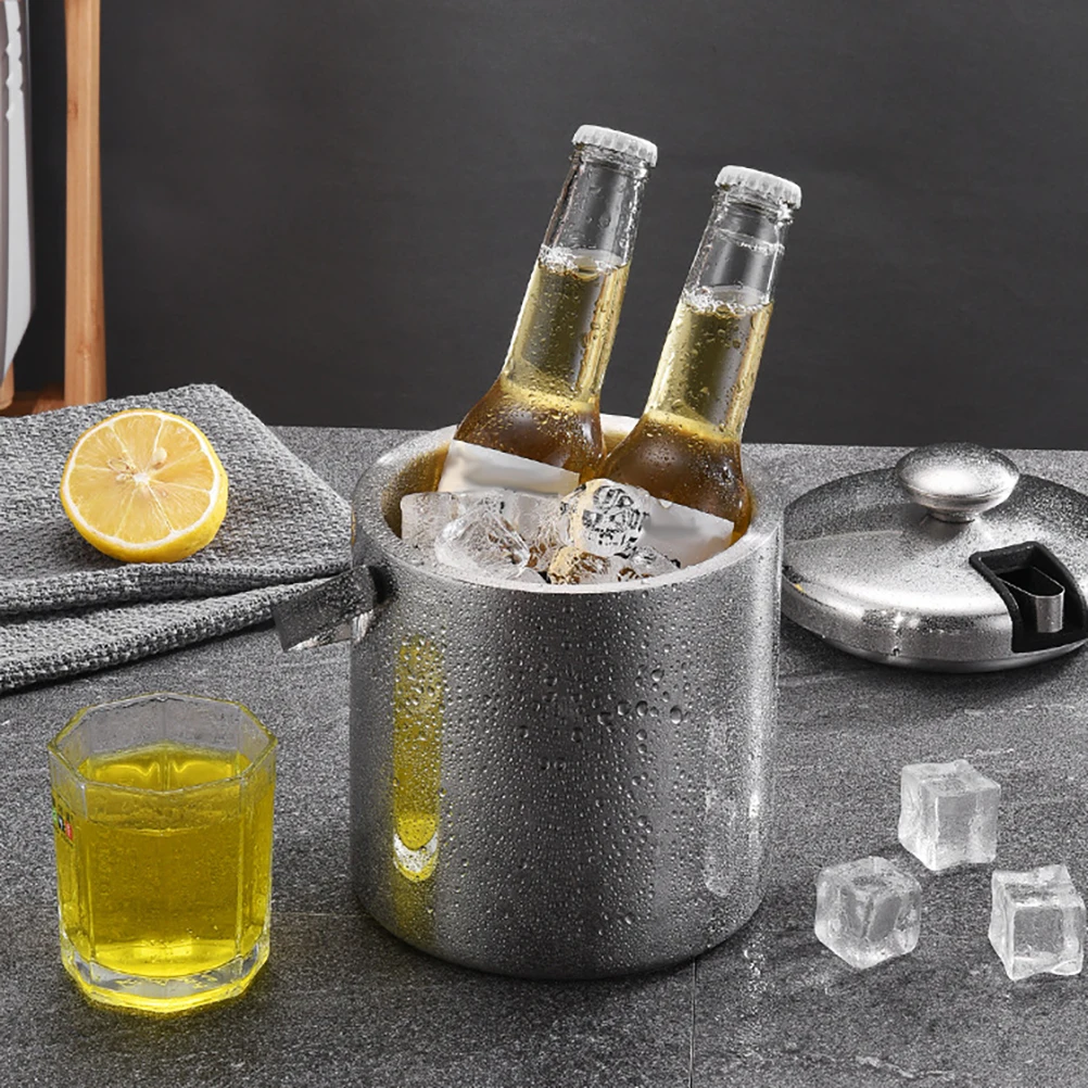 1.3L Ice Bucket with Lid and Strainer Stainless Steel Ice Bucket Double-wall Ice Cube Container Bar kitchen Accessories
1.3L Ice Bucket with Lid and Strainer Stainless Steel Ice Bucket Double-wall Ice Cube Container Bar kitchen Accessories