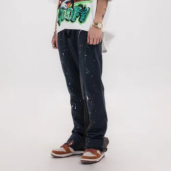 Sweatpants Patchwork Graffiti Flare Pants Men Elastic Waist Jogger Trousers Simple Cozy College Style Casual Streetwear 
Sweatpants Patchwork Graffiti Flare Pants Men Elastic Waist Jogger Trousers Simple Cozy College Style Casual Streetwear