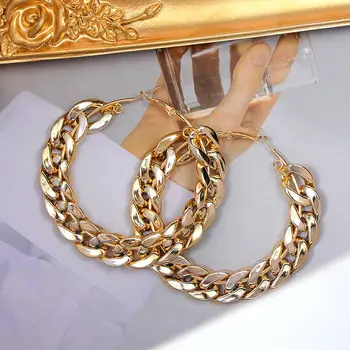 2020 Fashion New Design Oversize Cuban Chain Hoop Earrings for Women Gold Silver Color Geometric Round Earring Punk Jewelry Gift
2020 Fashion New Design Oversize Cuban Chain Hoop Earrings for Women Gold Silver Color Geometric Round Earring Punk Jewelry Gift