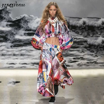 Autumn Elegant Print Women'S Clothes Round Neck Lantern Sleeve Short Shirt Calf Length Skirt 2 Piece Suit Sexy Woman Fashion New
Autumn Elegant Print Women'S Clothes Round Neck Lantern Sleeve Short Shirt Calf Length Skirt 2 Piece Suit Sexy Woman Fashion New