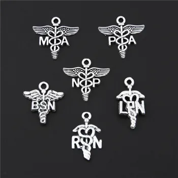 

12pcs Mix Silver Color LPN Practical Nurse Medical Sign Charms PA MA NP Pendant DIY Handmade Jewelry Accessorie M173
