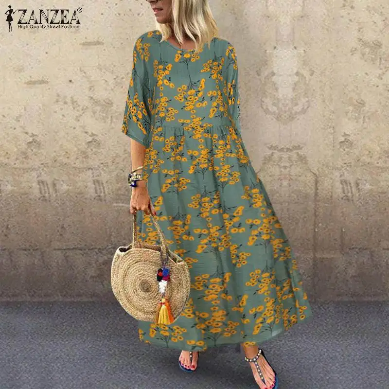 2019 Autumn Half Sleeve Vintage Floral Printed Dress ZANZEA Women Sundress Casual Bohemian Cotton Linen Vestido Robe Femme Dress
2019 Autumn Half Sleeve Vintage Floral Printed Dress ZANZEA Women Sundress Casual Bohemian Cotton Linen Vestido Robe Femme Dress