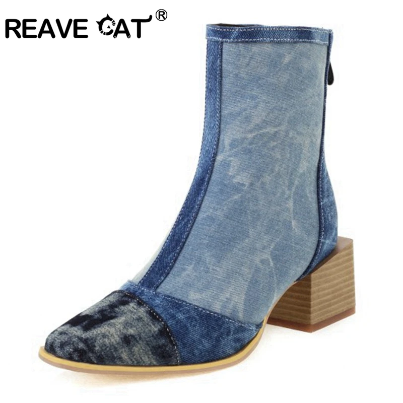 REAVE CAT 2021 Designer Gothic Black Ankle Boots for Women Mortorcycle Pointed Toe Square Mid Heel Zipper Blue Big Size 48 S2451
REAVE CAT 2021 Designer Gothic Black Ankle Boots for Women Mortorcycle Pointed Toe Square Mid Heel Zipper Blue Big Size 48 S2451