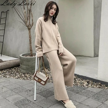 Winter Tracksuit 2 Piece Pant Suits For Women Knitted Long Sleeve Two Piece Set Top and Pants Women Suit Outwear Korean
Winter Tracksuit 2 Piece Pant Suits For Women Knitted Long Sleeve Two Piece Set Top and Pants Women Suit Outwear Korean