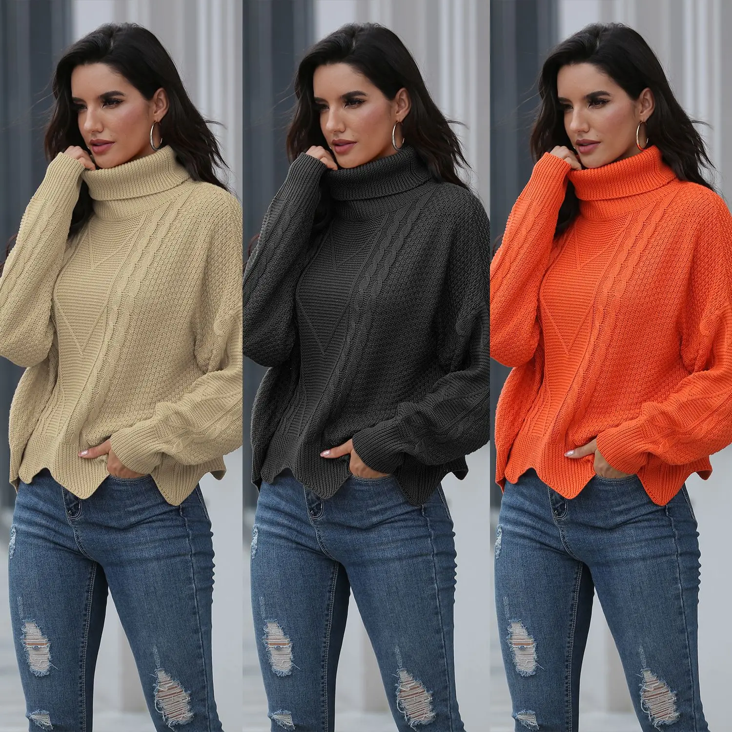 Women Oversize Basic Knitted Turtleneck Sweater Female Solid Turtleneck Collar Pullover Female 2020 Spring Long sleeve
Women Oversize Basic Knitted Turtleneck Sweater Female Solid Turtleneck Collar Pullover Female 2020 Spring Long sleeve